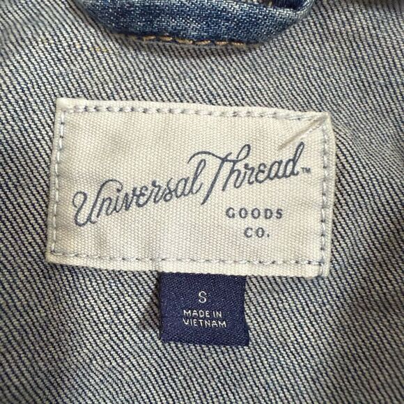 Universal Thread Medium Distressed Dark Denim Jean Jacket Blue Coat S - Picture 4 of 6